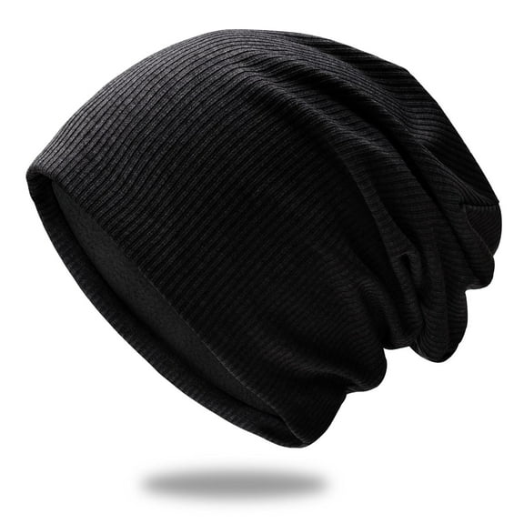 Dyfzdhu Men Women Lightweight Slouch Beanie Solid Color Knitted Hats Soft Hat for Autumn Winter Black