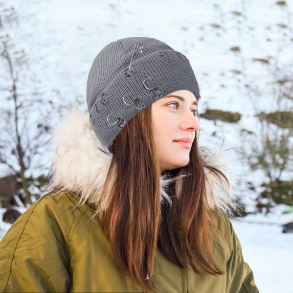 Dyfzdhu Men Women Outdoor Solid Color Hole Knitted Cotton Hat Sunscreen Running Sports Warm