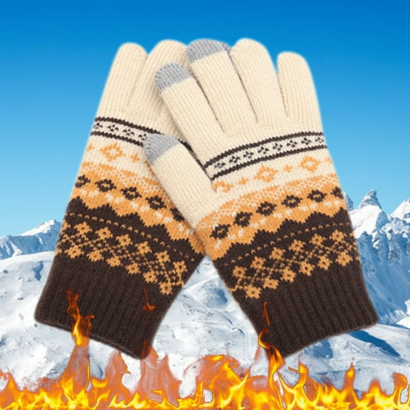 Dyfzdhu Men Women Snowflake Printing Gloves, Creative Fashionable Mobile Phone With Screen Knitted Gloves, Thick Warm Winter Adult