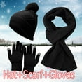 thumbnail image 1 of Dyfzdhu Men Women Winter Warm Knitted Adult Windproof Hat Cycling Skiing Knit Scarf Gloves Sets Black, 1 of 6