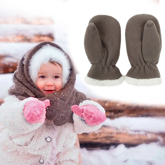 Dyfzdhu Mittens For Baby Snow Gloves For Kids Girls Boys 1-4Years Infant Winter Snow Ski Gloves Fleece Warm Gloves Grey