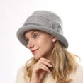 thumbnail image 1 of Dyfzdhu Mother's Day Woolen Hats for Women Fall Winter Warm Elegant Floral Knitted Bucket Hat, Mother's Day Gifts, 1 of 6