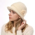thumbnail image 1 of Dyfzdhu Mother's Day Woolen Hats for Women Fall Winter Warm Elegant Floral Knitted Bucket Hat, Mother's Day Gifts, 1 of 4