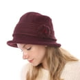 thumbnail image 1 of Dyfzdhu Mother's Day Woolen Hats for Women Fall Winter Warm Elegant Floral Knitted Bucket Hat, Mother's Day Gifts, 1 of 5