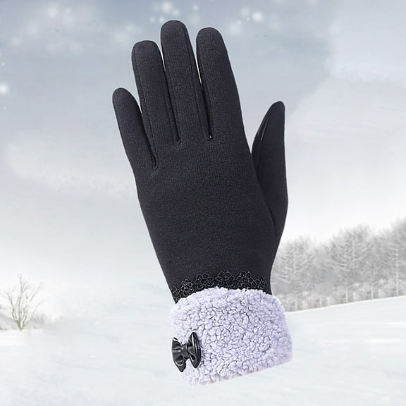 Dyfzdhu New Women Touchable Screen Outdoor Driving Warm Cold Proof Gloves Black