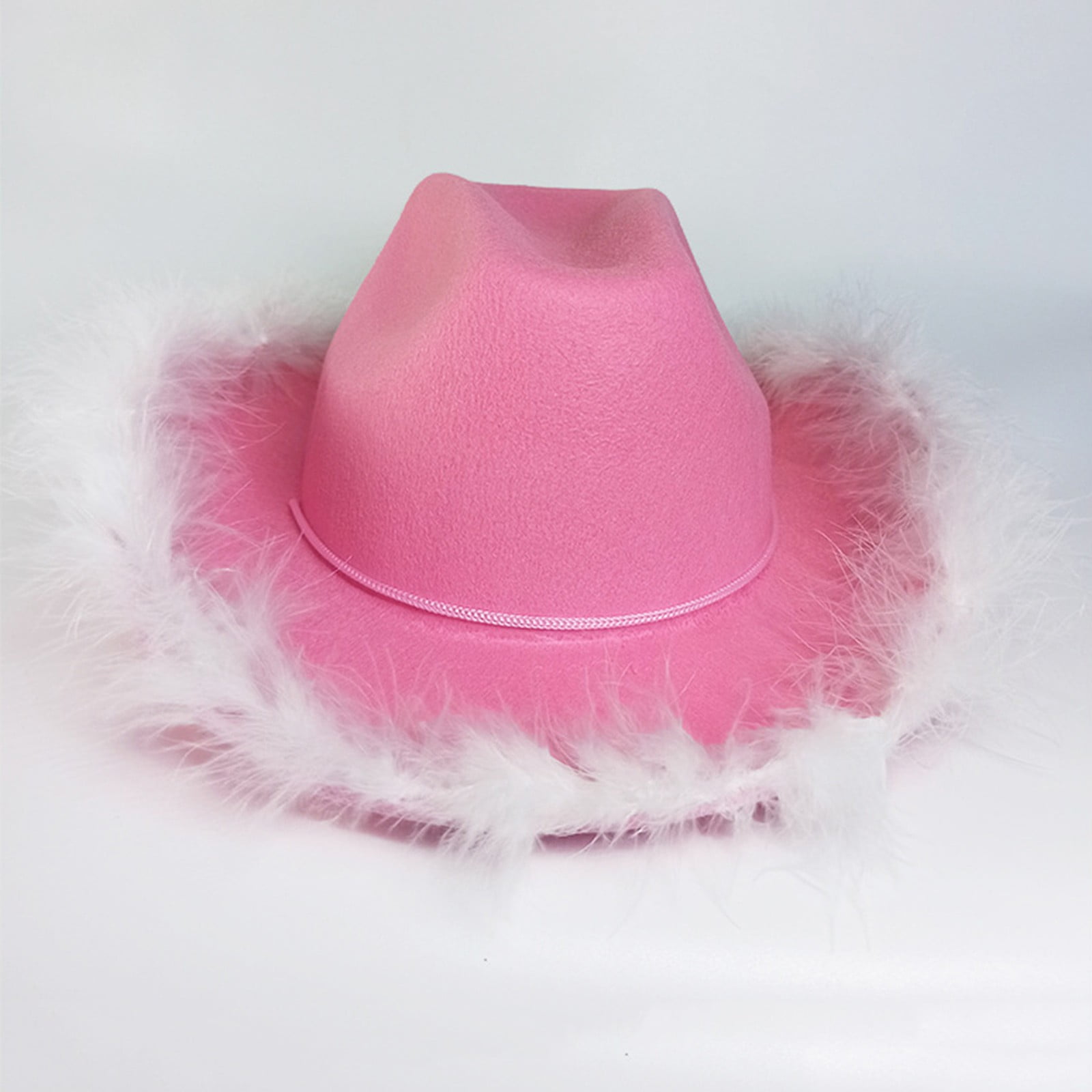 Dyfzdhu Novelty Cowboy Hat With Feathers for Women Party Dress Up Pink