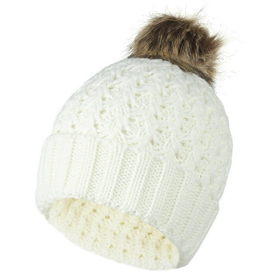 Dyfzdhu Outdoor Winter Adult Neutral Keep Warm Hats Pineapple Knitted Woolen Hat White