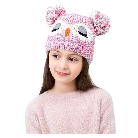 Dyfzdhu Outdoor Winter Child Neutral Warm Cartoons Hats Autumn Knitted Woolen Hat Pink