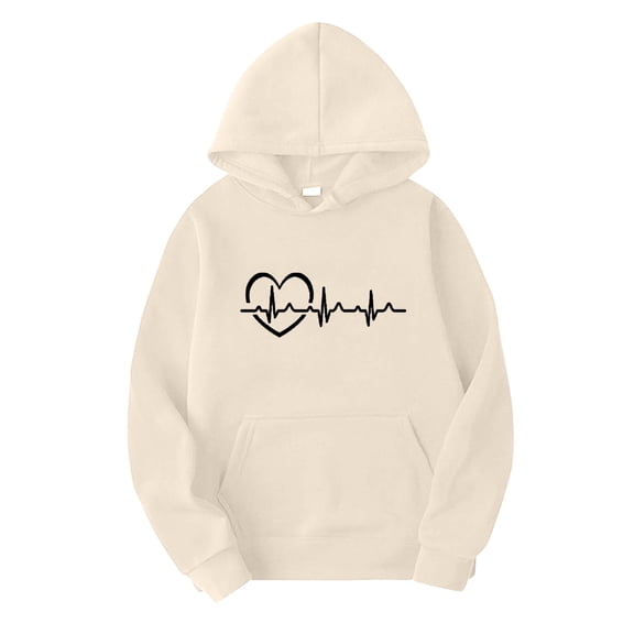 Dyfzdhu Oversized Hoodies for Women Casual Electrogram Print Long Sleeve Pullover Hooded Sweatshirt