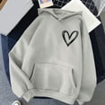 thumbnail image 1 of Dyfzdhu Oversized Hoodies for Women Casual Heart Print Long Sleeve Sweatshirt Autumn Pullover Hooded Workout Top, Gray XXL, 1 of 4