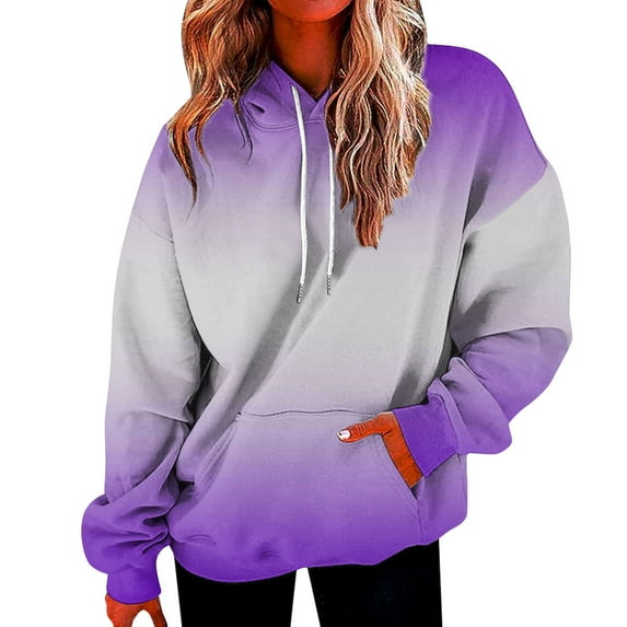 Dyfzdhu Oversized Sweatshirt for Women Casual Gradient Sweatshirt Long Sleeve Loose Hooded Pullover With Pocket