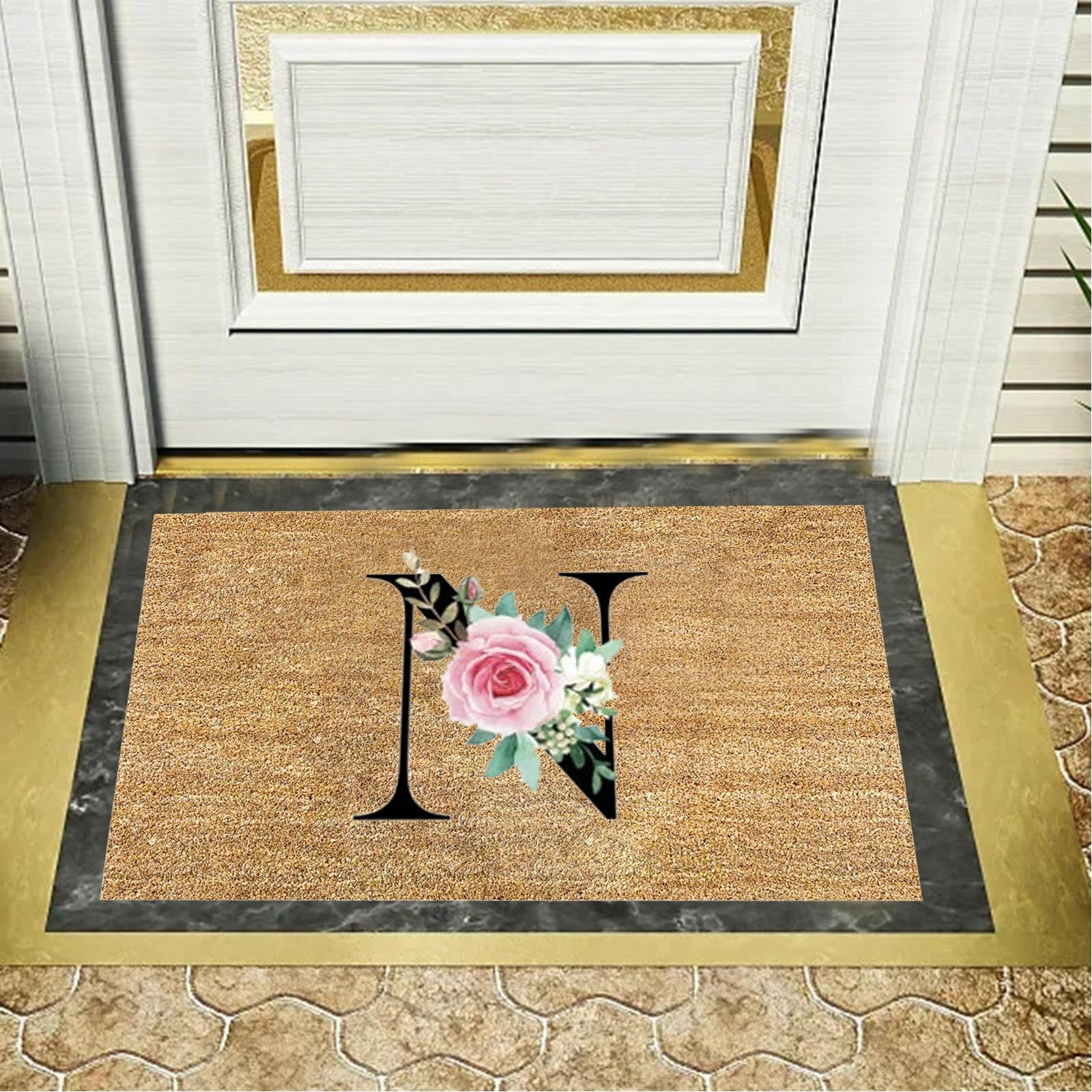 Dyfzdhu Personalized Alphabet Doormat For Guests At Your