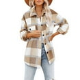 thumbnail image 1 of Dyfzdhu Plaid Shirts for Women Loose Thick Flannel Brushed Long Sleeve Lapel Button Down Shirt Jacket With Pockets Yellow, 1 of 5