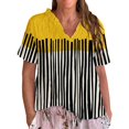 thumbnail image 1 of Dyfzdhu Plus Size Summer Blouses for Women Casual Short Sleeve Striped Ruffled V Neck Linen Shirt Flowy Lightweight Loose Fit Summer Tops Pink, 1 of 3