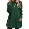 thumbnail image 1 of Dyfzdhu Plus Size Sweatshirts for Women Winter Warm Fuzzy Fleece Thickened Crew Neck Sweatshirt Casual Loose Top Green, 1 of 6