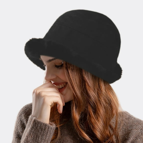 Dyfzdhu Plush Warm Fisherman Hat Ear Protection Pullover Bucket Hat Bronze