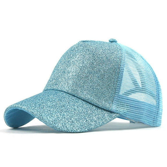 Dyfzdhu Ponytail Messy Buns Trucker Plain Baseball Visor Cap Unisex Glitter Hat
