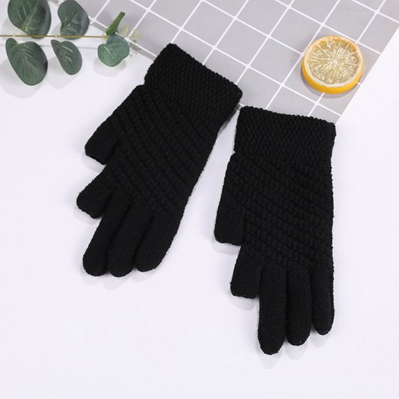Dyfzdhu Promo 23cm Winter Knitted Screen Gloves Adult Gloves Black
