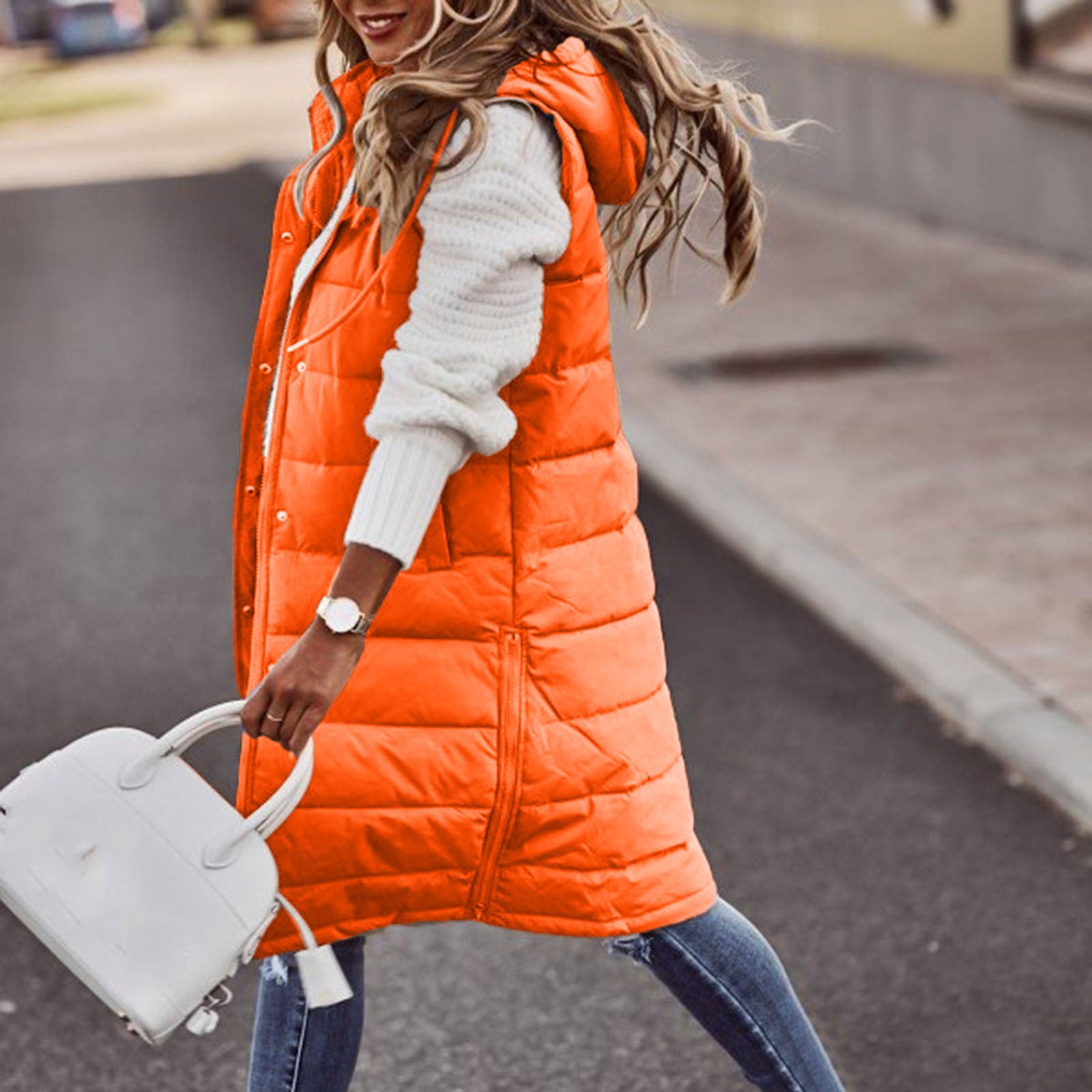 Womens Orange Puffer Vest Womens Orange Puffer Vest