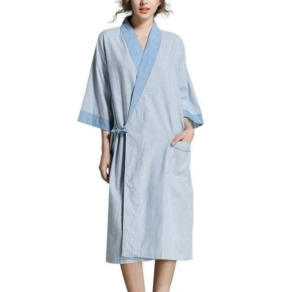 Dyfzdhu Robes for Women Cotton Robe Kimono Lightweight Short Knit Bathrobe Soft House Sleepwear Ladies Loungewear