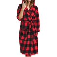 thumbnail image 1 of Dyfzdhu Robes for Women Hooded Fleece Bathrobe Lightweight Warm Plush Long Flannel Sleepwear Robe, 1 of 8
