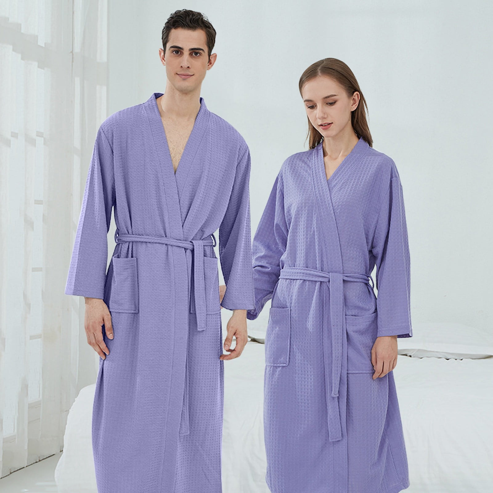 Polyester Woman's Robe Dyfzdhu Robes for Women Ladies Men Couple Cloth Robe Sleepwear White ...