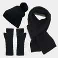 thumbnail image 1 of Dyfzdhu Scarf Gloves Hat Set For Teen Girls Women&Men Fall Winter Warm Wool Hat Scarf Gloves Three Pieces Black, 1 of 5
