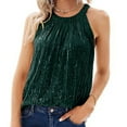 thumbnail image 1 of Dyfzdhu Sequin Tank Tops for Women Sleeveless Sparkly Party Nightclub Trendy Halter Top Summer Green, 1 of 8