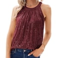 thumbnail image 1 of Dyfzdhu Sequin Tank Tops for Women Sleeveless Sparkly Party Nightclub Trendy Halter Top Summer Red, 1 of 8