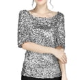 thumbnail image 1 of Dyfzdhu Sequin Tops for Women Plus Size Round Neck Slim Glitter Sparkly Tops Short Sleeve Dressy Casual Blouses Gray, 1 of 5