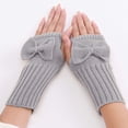 thumbnail image 1 of Dyfzdhu Short Bow Gloves Fall Winter Women Cute Wrist Knitted Wool Warm Fingerless Gloves Grey, 1 of 1