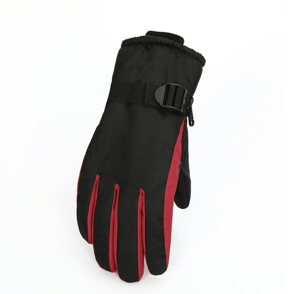 Dyfzdhu Ski Gloves Winter Snowflake Printing Ski Gloves Warm Gloves Bicycle Gloves Soft Windproof Gloves Red