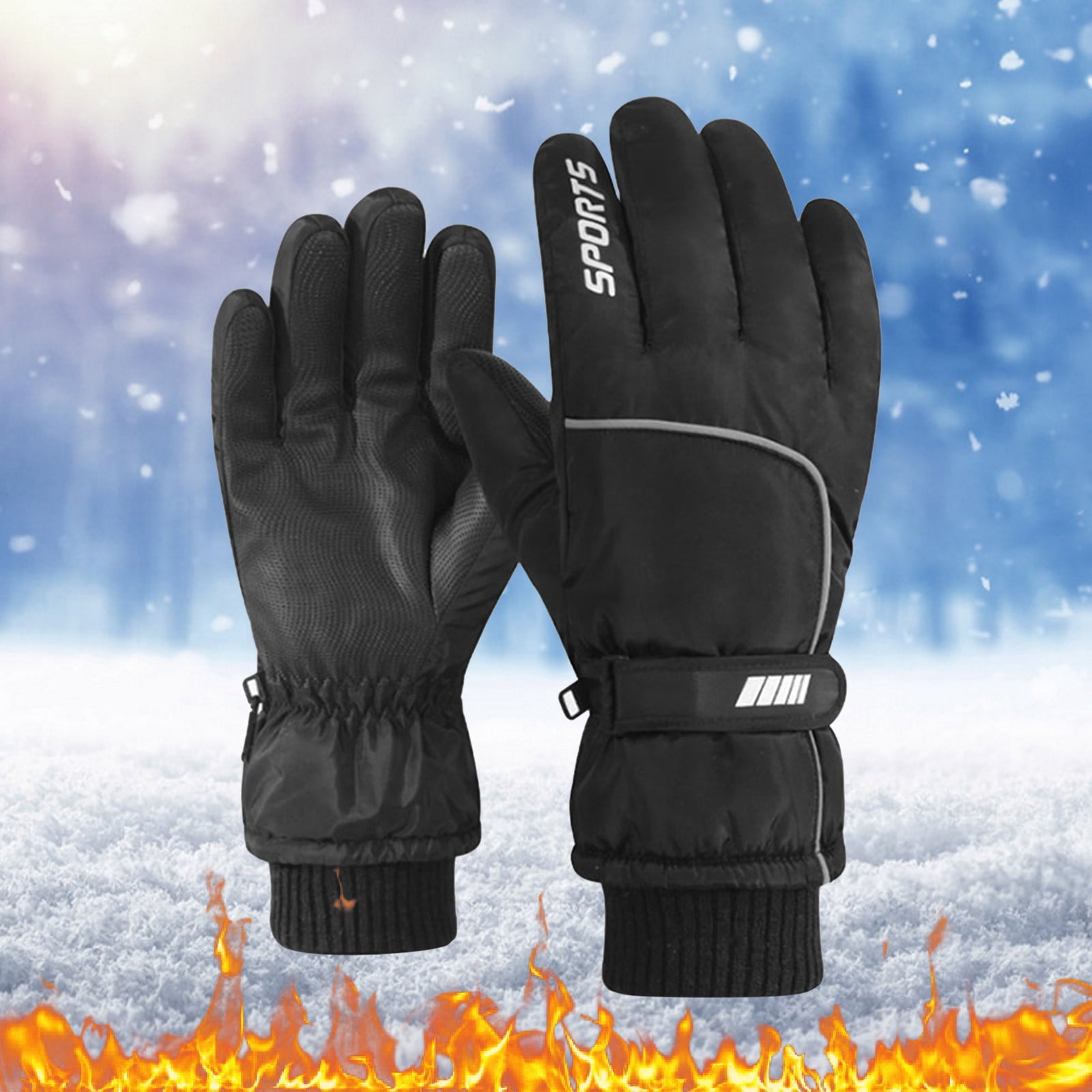 Feelorna Ski Gloves Women Windproof Thermal Waterproof Warm Touch Screen Gloves Winter Ski Cycling Outdoor Sports (Black Grey
