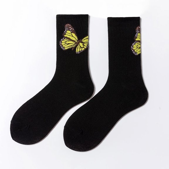 Dyfzdhu Socks For Women Trendy Butterfly Graphic Print Comfortable Breathable Crew Socks