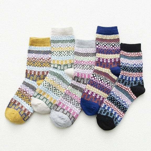 Dyfzdhu Socks Wool Womens Knit Warm of Winter Socks 5 Pairs Cold Soft Socks