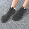 thumbnail image 1 of Dyfzdhu Solid Color Low Cut Socks for Women Simple Breathable Trendy Pearl Crew Socks, 1 of 3