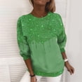 thumbnail image 1 of Dyfzdhu Sparkly Sequin Sweatshirts for Women Plus Size Pullover Trendy Casual Long Sleeve Printed Loose Crewneck Sweatshirts Green, 1 of 3