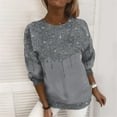 thumbnail image 1 of Dyfzdhu Sparkly Sequin Sweatshirts for Women Plus Size Pullover Trendy Casual Long Sleeve Printed Loose Crewneck Sweatshirts Grey, 1 of 7