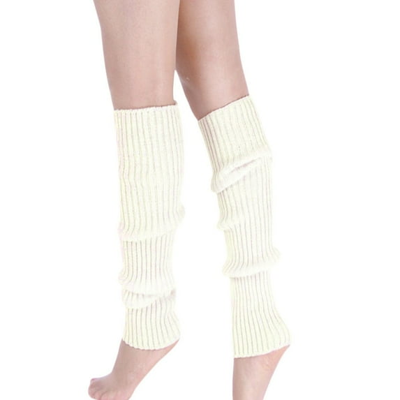 Dyfzdhu Knitted Boot Stockings Warmer Leg Cuffs Solid Color Crew Socks