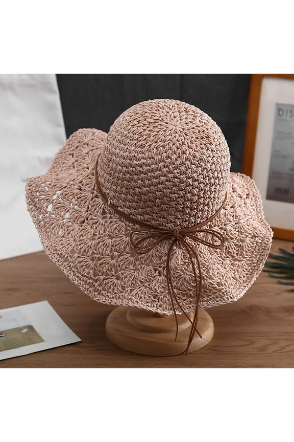 Sun Hats For Women Summer Wide Brim Panama Fedora Foldable Packable Beach Straw Hat Pink