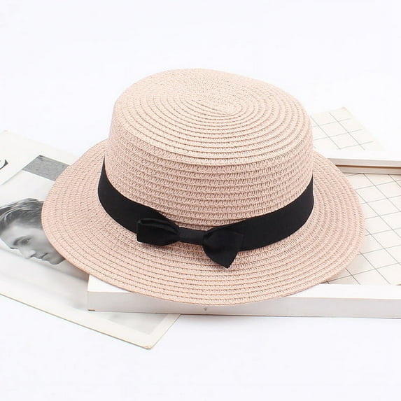 Dyfzdhu Sun Hats for Women Summer Solid Color Beach Straw Hat Floppy Sun Cap Women's Hats Clearance