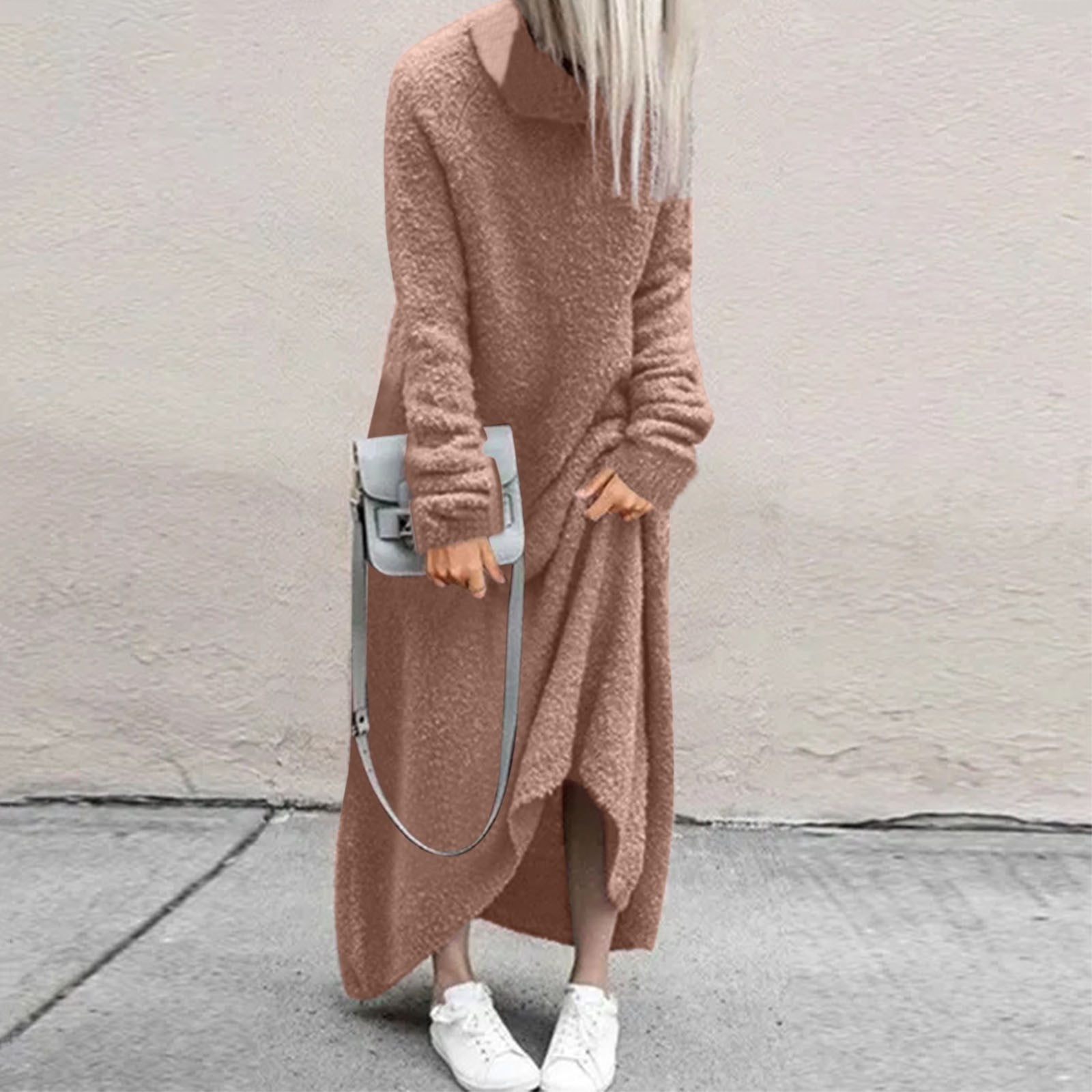 Womens Fall Winter Solid Color Skinny Dress