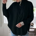 thumbnail image 1 of Dyfzdhu Sweaters for Women Dough Loose Bat Sleeve Half High Neck Knitting Sweater Top Black, 1 of 4
