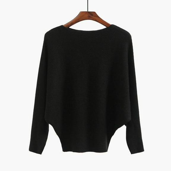 Dyfzdhu Sweaters for Women Trendy Loose Batwing Long Sleeve Knit Pullover Sweater Fall Winter Black