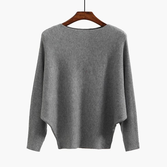 Dyfzdhu Sweaters for Women Trendy Loose Batwing Long Sleeve Knit Pullover Sweater Fall Winter Gray