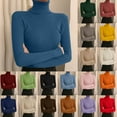 thumbnail image 1 of Dyfzdhu Sweaters for Women Turtleneck Long Sleeve Slim Fit Knit Sweater Pullover Basics Fall Winter Blue, 1 of 5