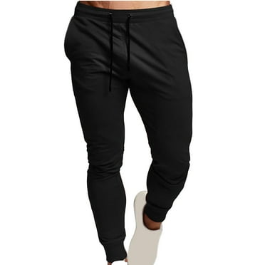 Dyfzdhu Sweatpants for Men Plus Size Casual Solid Color Workout Joggers Pants With Pockets Black