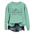 thumbnail image 1 of Dyfzdhu Sweatshirt For Women Coffee Baggy Sweater Kinda Day Fashionable Casual Printed Round Neck Top Hoodless Sweatshirt Hoodies, 1 of 6