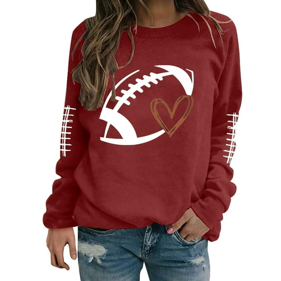 Dyfzdhu Sweatshirt For Women Funny Football Shirts For Football Mom Sweatshirt Crewneck Sweatshirt Hoodies