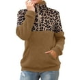 thumbnail image 1 of Dyfzdhu Sweatshirt For Women Leopard Print Sweater Stitching 1/4 Zipper Collar Top Double Fleece Warm Jacket With Pockets Hoodies, 1 of 7